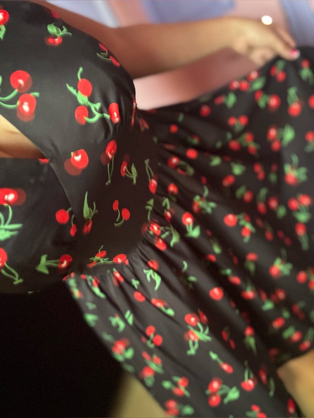 Black Cherry Print Dress